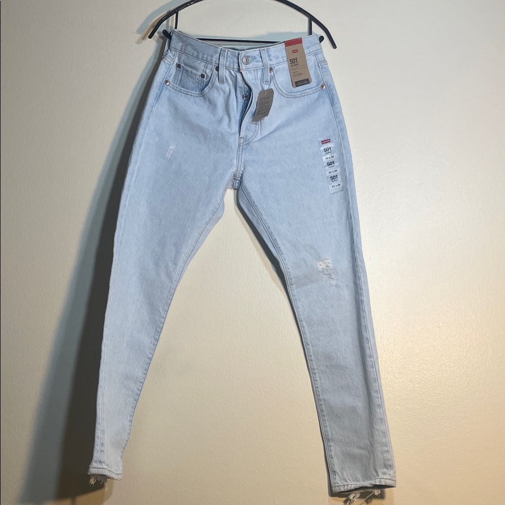 Levi’s 501 High Rise Distressed Button Fly Jeans W27 L30 Light Wash